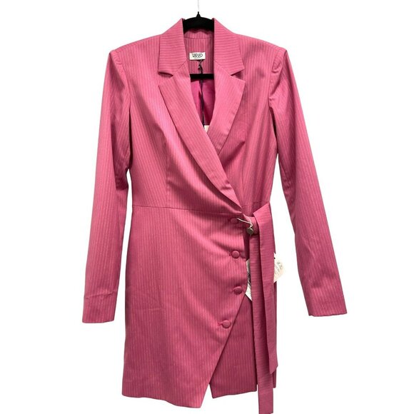 Liu Jo Pink Pinstriped Long Sleeve Blazer Dress Sz IT42 US 6 - Picture 2 of 8